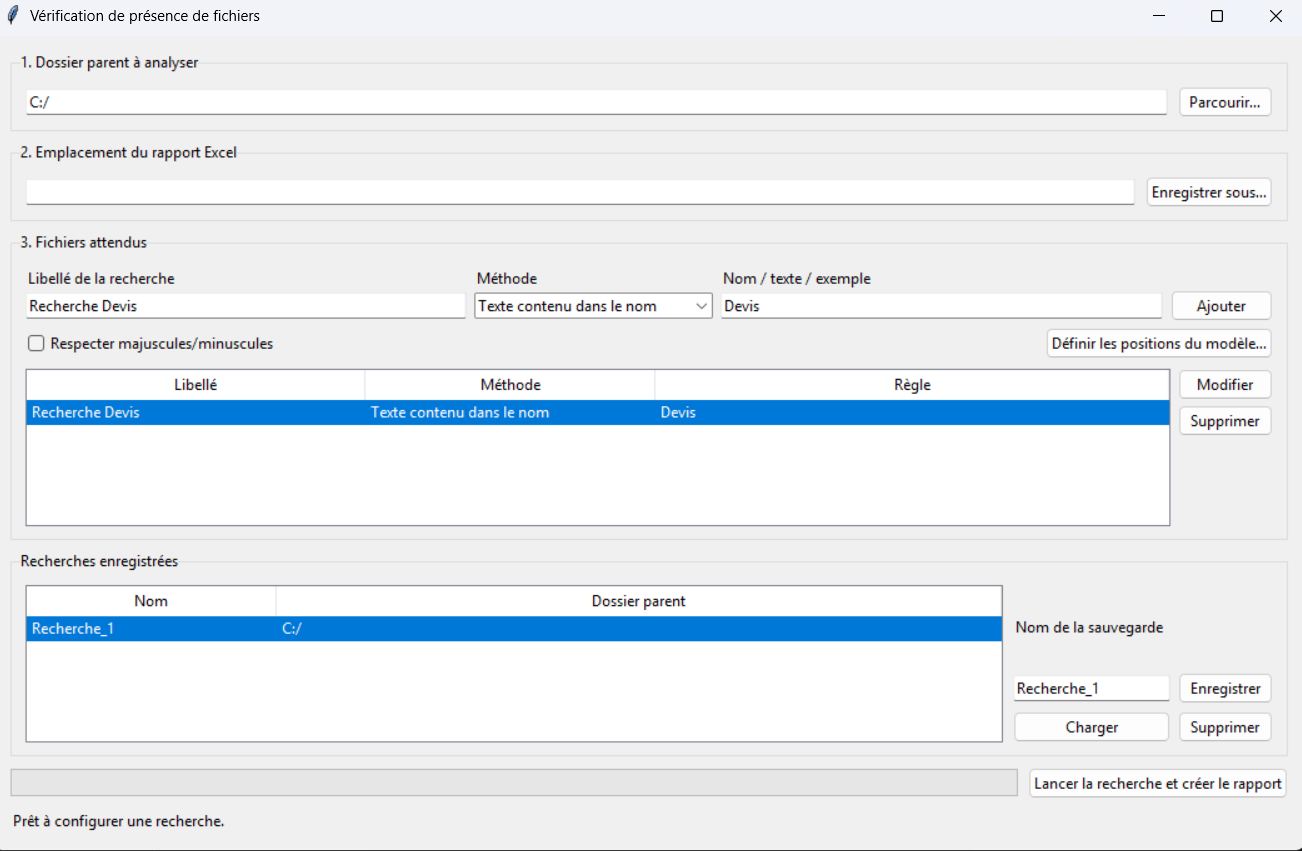 Interface de l'application de contrôle de présence
